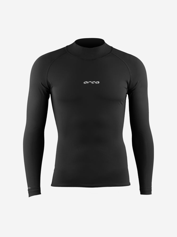 Men's Orca Tango Long Sleeve Rash Vest Surf T-Shirt, Black