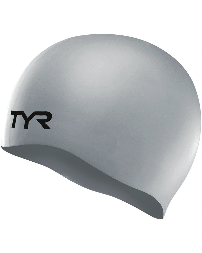TYR Silicone Swim Cap, Wrinkle Free, Silver - The Tri Source